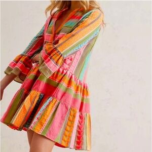Devotion Twins Embroidered Ella Tunic Dress Multi S NWOT
